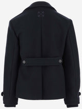 Off-White Double-breasted Long-sleeved Peacoat - Men - Piano Luigi