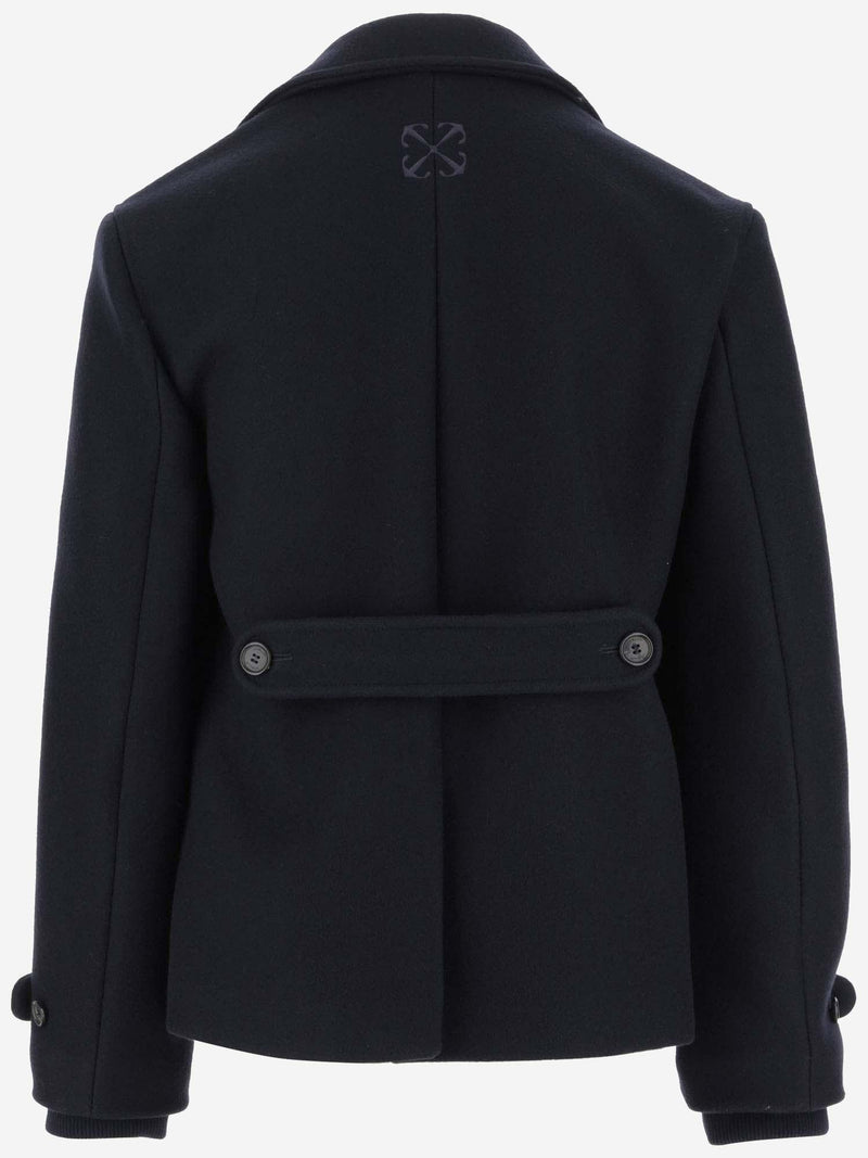 Off-White Double-breasted Long-sleeved Peacoat - Men - Piano Luigi