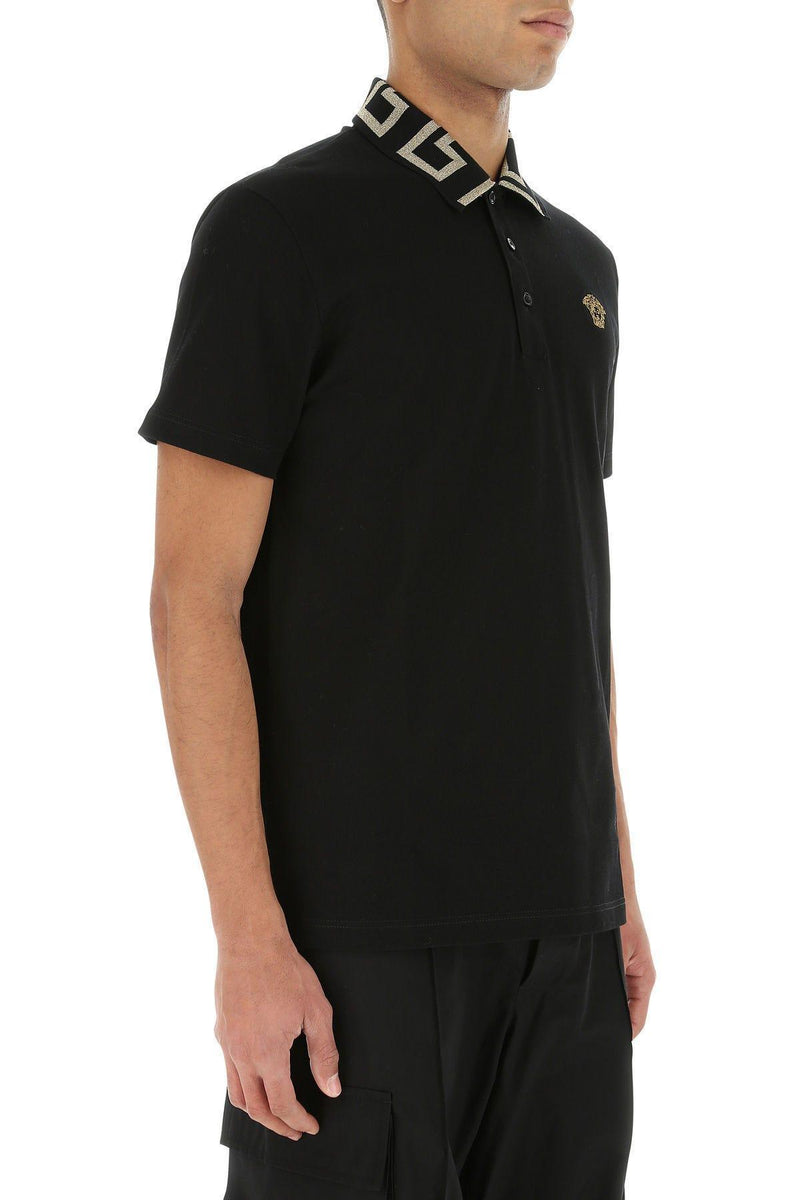 Versace Black Piquet Polo Shirt - Men - Piano Luigi