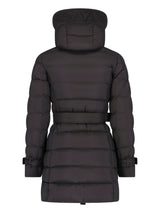 Burberry Long Black Belted Down Jacket With Removable Hood In Nylon Woman - Women - Piano Luigi