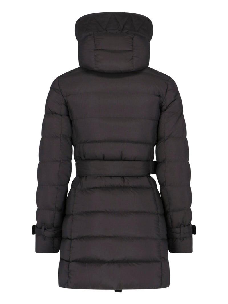 Burberry Long Black Belted Down Jacket With Removable Hood In Nylon Woman - Women - Piano Luigi