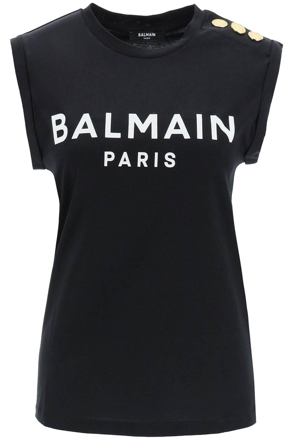 Balmain Black Cotton Tank Top - Women - Piano Luigi