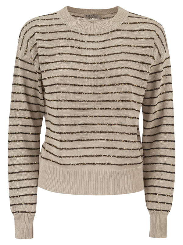 Brunello Cucinelli Dazzling Stripes Cotton Jersey - Women - Piano Luigi