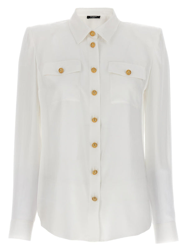 Balmain Logo Button Shirt - Women - Piano Luigi