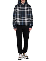 Burberry Blue Hoodie With All-over vintage Check In Cotton Man - Men - Piano Luigi