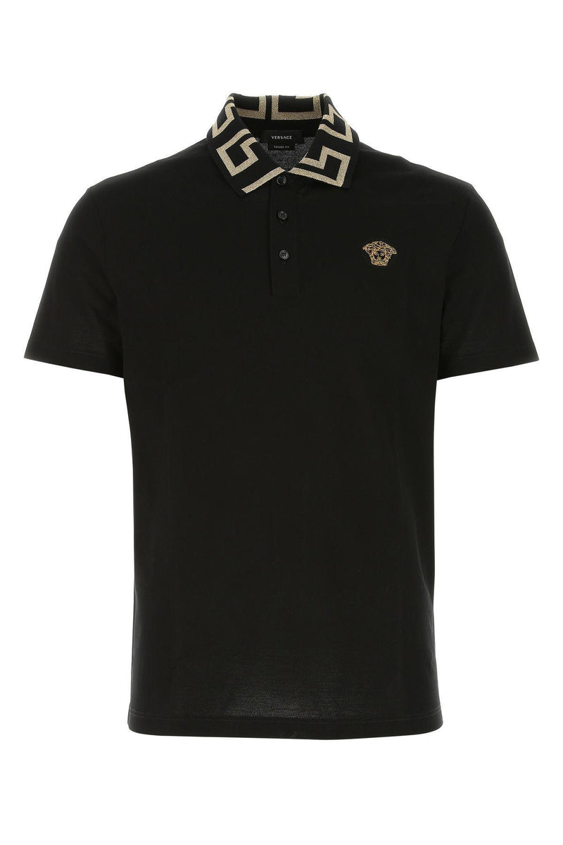 Versace Black Piquet Polo Shirt - Men - Piano Luigi