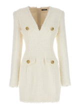 Balmain Logo Button Tweed Dress - Women - Piano Luigi