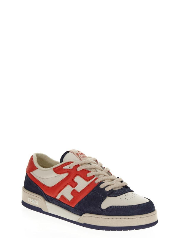 Fendi Low Top Red And Blue Suede Sneaker - Men - Piano Luigi