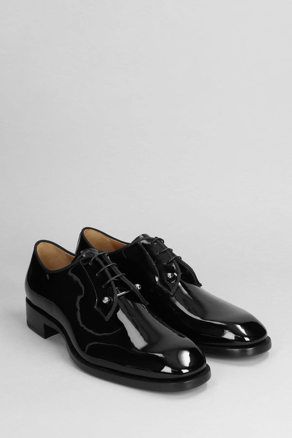 Christian Louboutin Chambeliss Lace Up Shoes In Black Patent Leather - Men - Piano Luigi