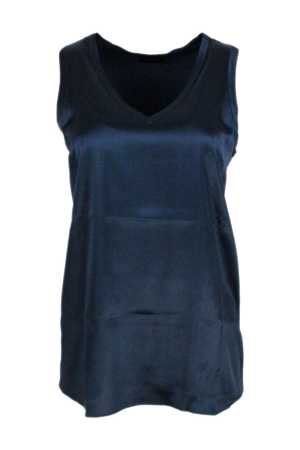 Brunello Cucinelli Sleeveless V-neck Silk Top - Women - Piano Luigi