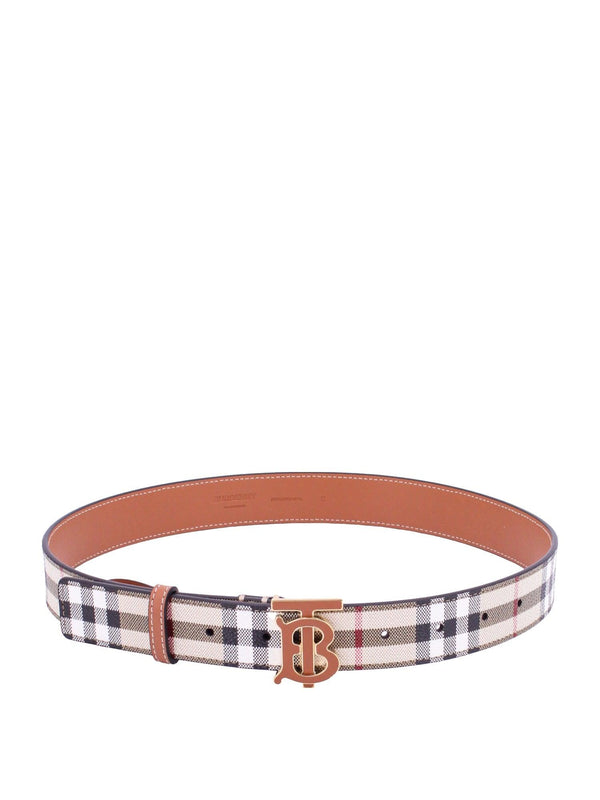 Burberry Tb Check Pattern Beige Belt - Women - Piano Luigi