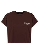 Balmain Flock Detail Cropped T-shirt - Women - Piano Luigi