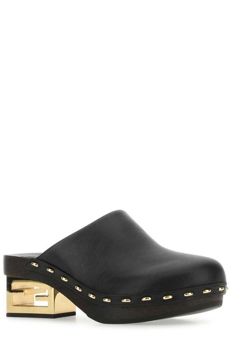 Fendi Black Leather Clogs - Women - Piano Luigi