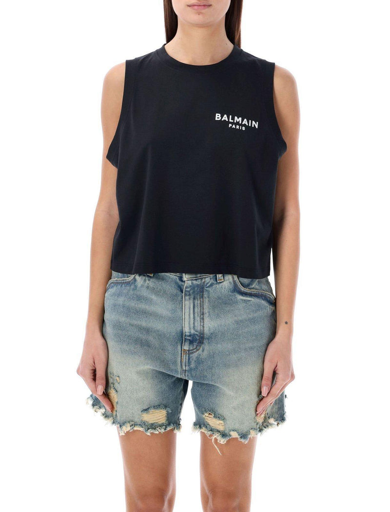 Balmain Flocked Logo Tank Top - Women - Piano Luigi