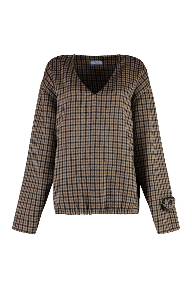 Prada Checked Cashgora Sweater - Women - Piano Luigi