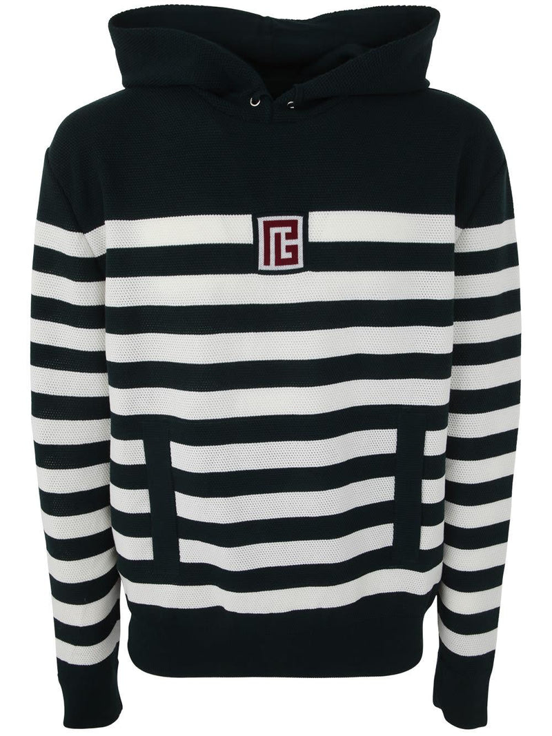 Balmain Pb Stripe Wool Hooded Sweater - Men - Piano Luigi