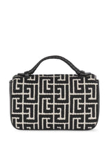 Balmain b-buzz Mini Black And White Handbag With Logo Buckle And Monogram In Jacquard Canvas Woman - Women - Piano Luigi