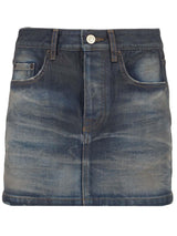 Balenciaga Frayed Edge Denim Mini Skirt - Women - Piano Luigi