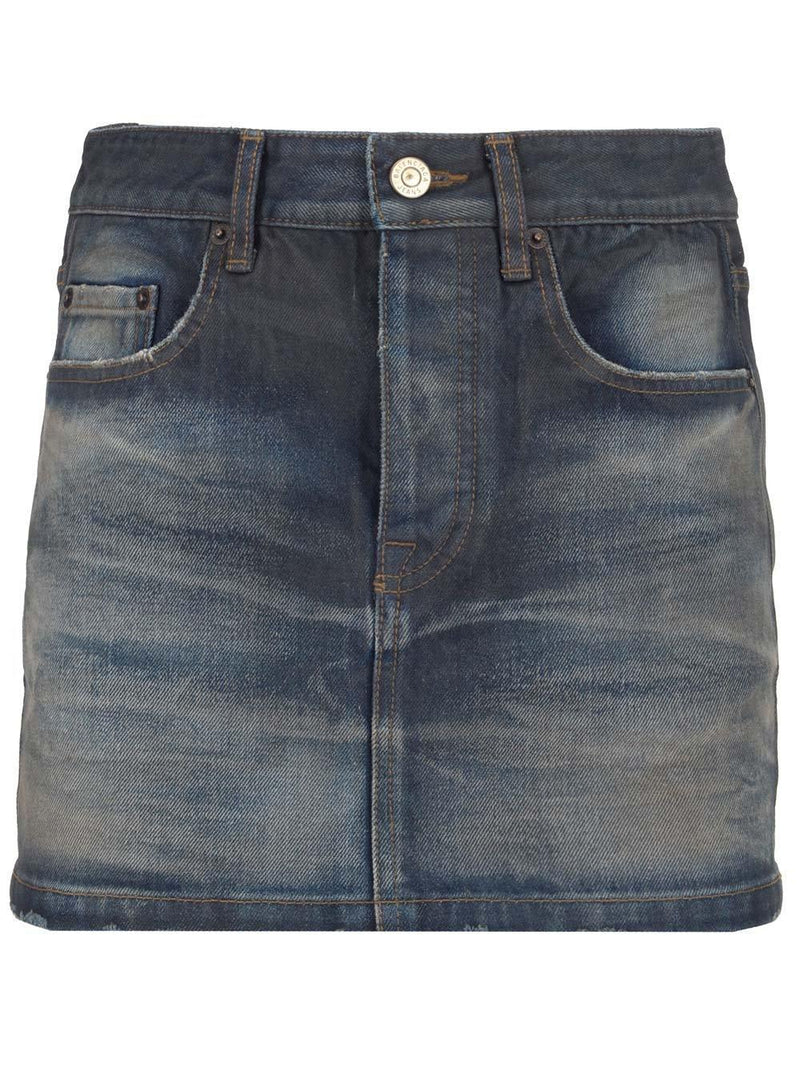 Balenciaga Frayed Edge Denim Mini Skirt - Women - Piano Luigi