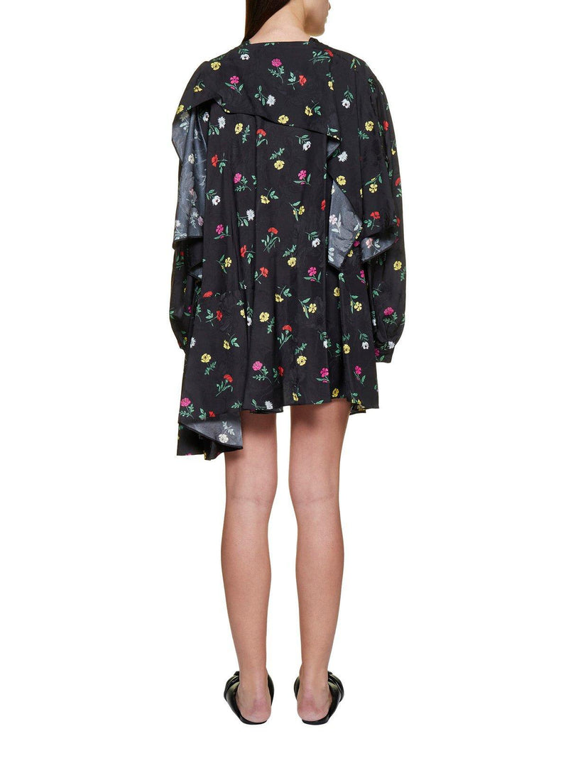 Balenciaga V-neck Floral-printed Mini Doll Dress - Women - Piano Luigi