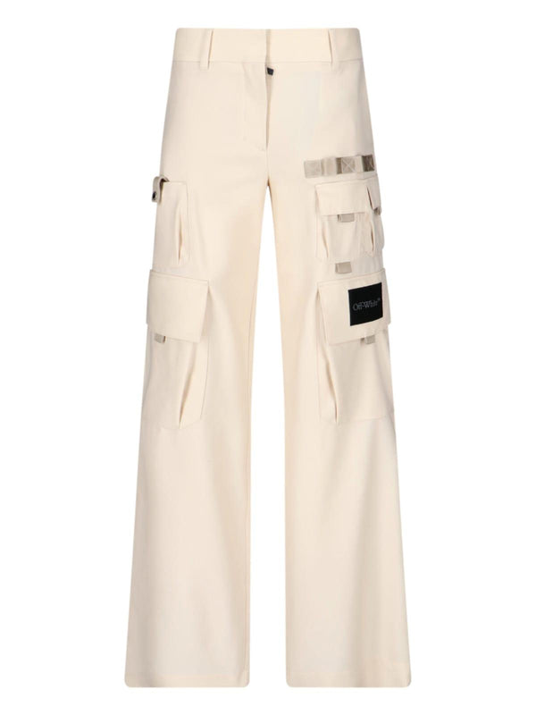 Off-White Ivory Cargo Pants With Applications - Women - Piano Luigi