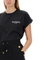 Balmain Flocked Logo T-shirt - Women - Piano Luigi