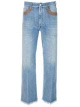 Fendi Light Blue Jeans With Fringes - Men - Piano Luigi