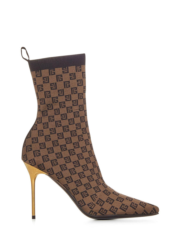 Balmain Skye Ankle Boots In Brown Elastane - Women - Piano Luigi