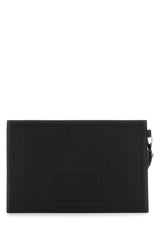 Burberry Black Leather Tb Clutch - Men - Piano Luigi