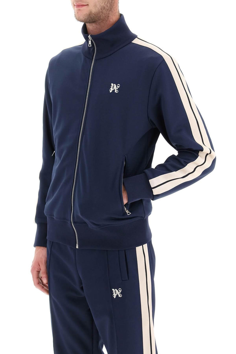 Palm Angels Monogram Embroidered Track Jacket In Navy Blue for Men