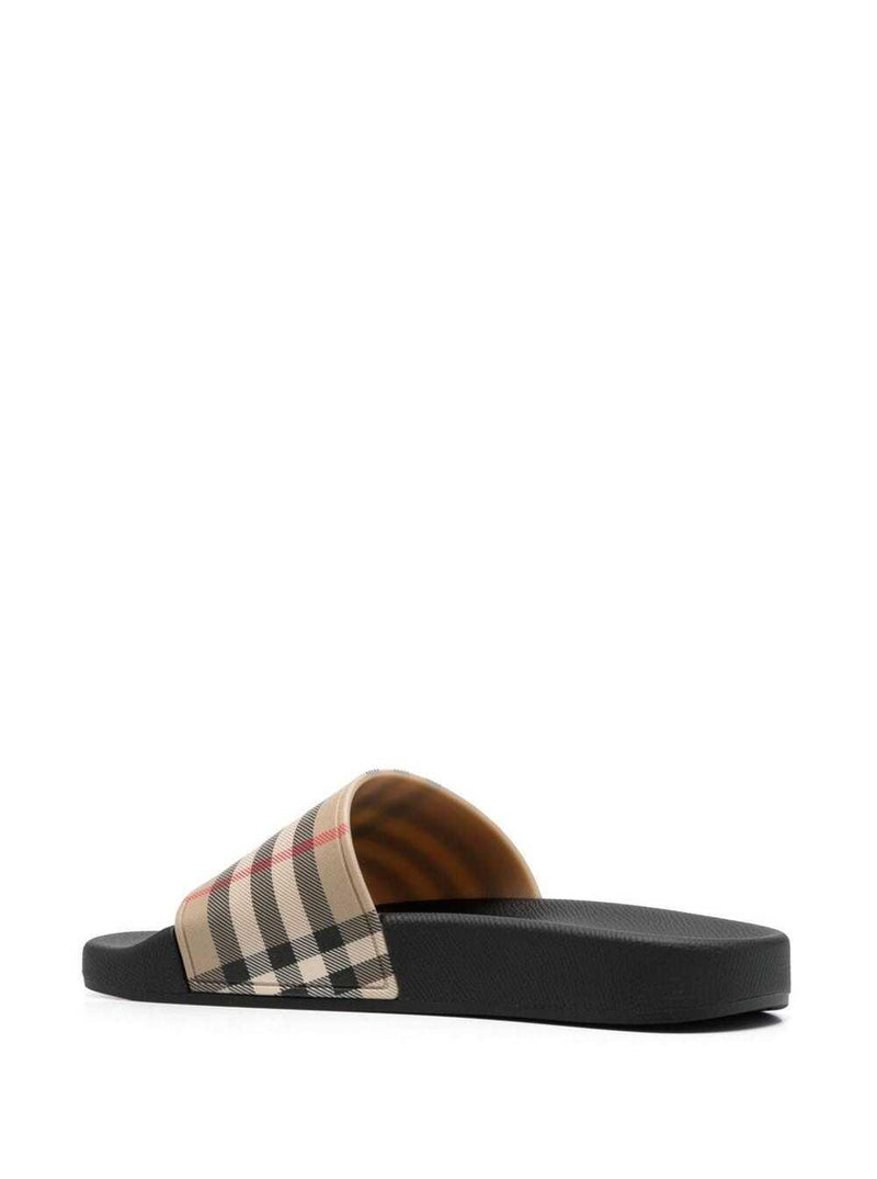 Burberry Brown Slides Sandals With Vintage Check Motif In Polyurethane - Women - Piano Luigi