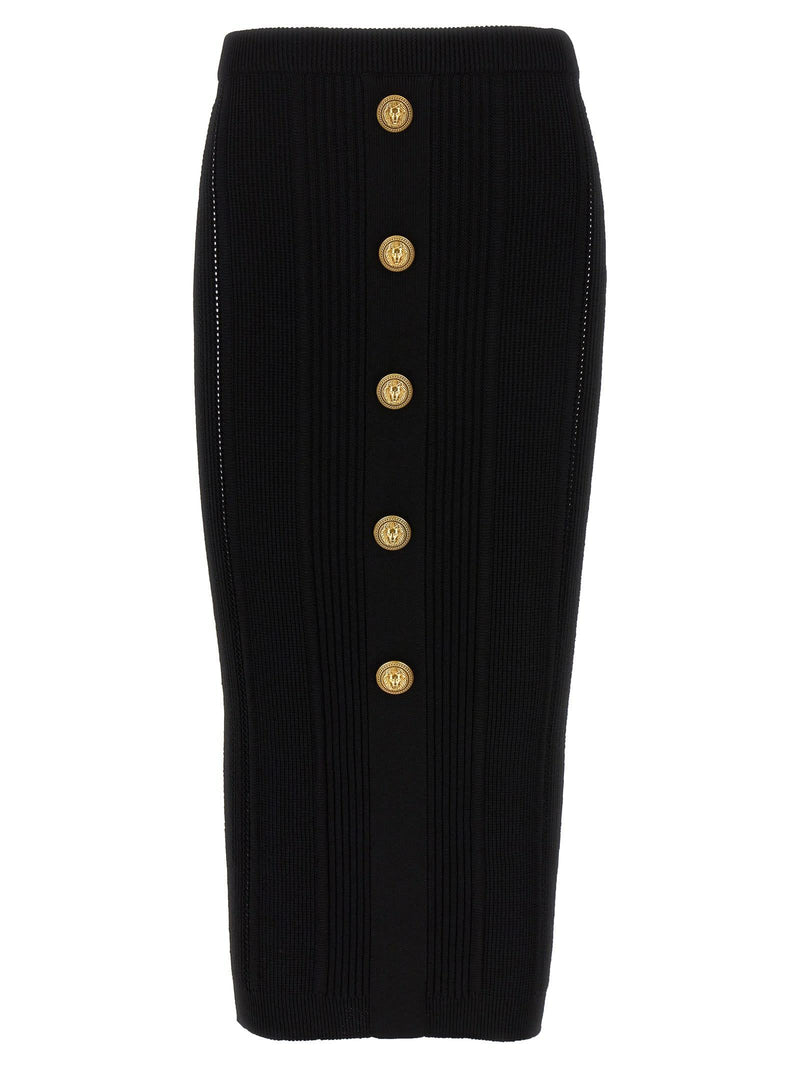 Balmain Logo Button Midi Skirt - Women - Piano Luigi