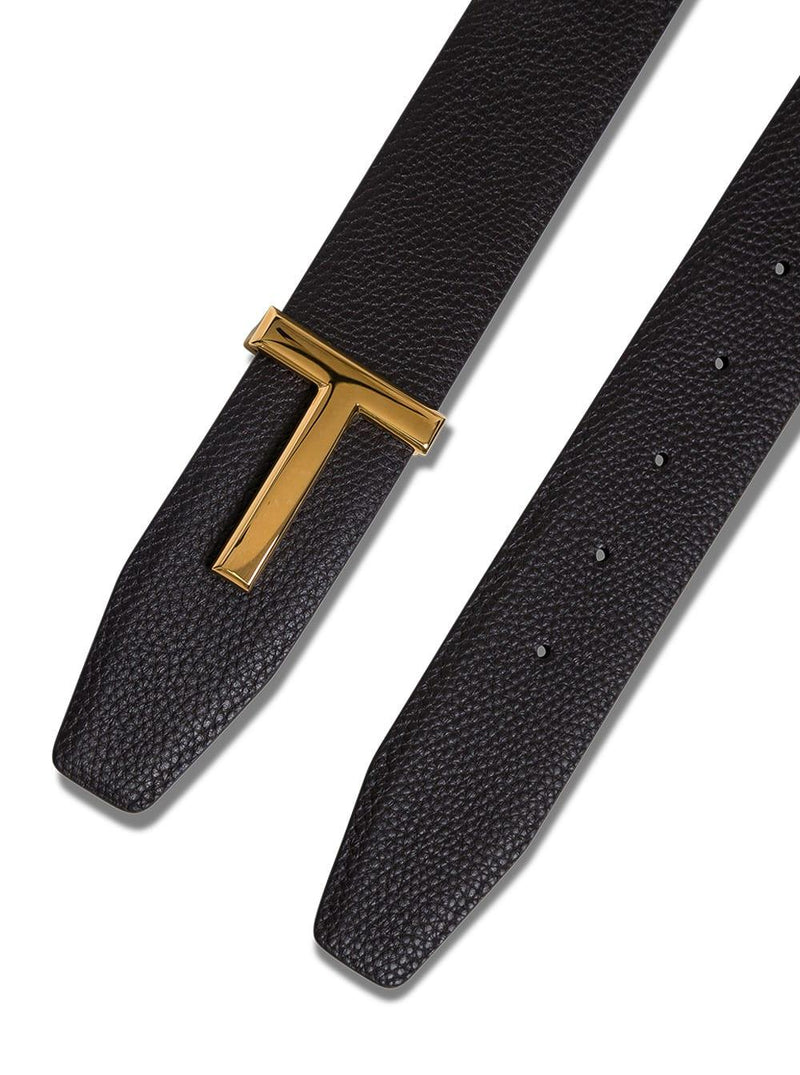 Tom Ford Reversible Brown And Black Leather T Belt - Men - Piano Luigi