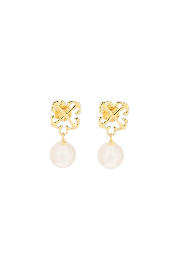 Off-White Pearl Arrow Earrings - Women - Piano Luigi