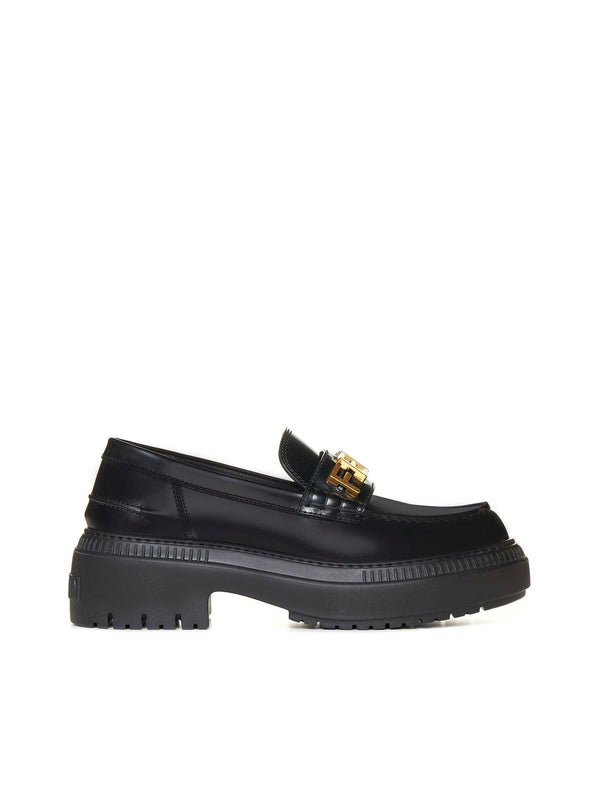 Fendi Logo-plaque Leather Loafers - Women - Piano Luigi