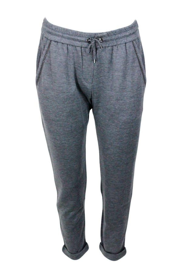 Brunello Cucinelli Jogging Trousers In Cotton And Silk With Monili On The Pockets - Women - Piano Luigi