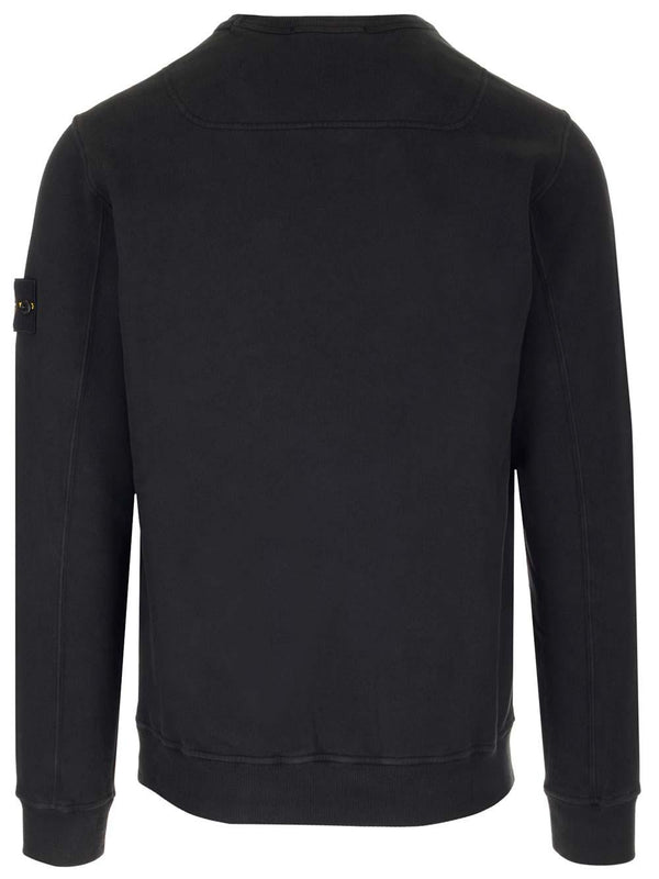 Stone Island Crew-neck Sweatshirt In Black Gauzed Cotton - Men - Piano Luigi
