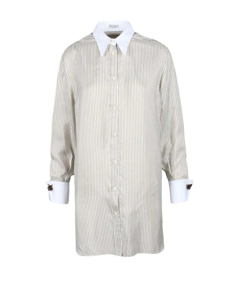 Brunello Cucinelli Womens White/ Beige Shirt - Women - Piano Luigi