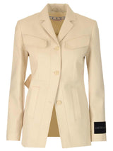 Off-White Ivory Single-breasted Jacket With Applications - Women - Piano Luigi