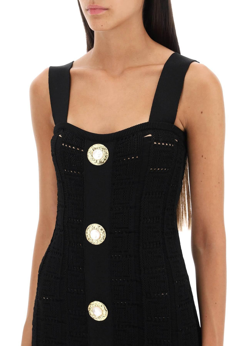 Balmain Knitted Mini Dress With Monogram - Women - Piano Luigi