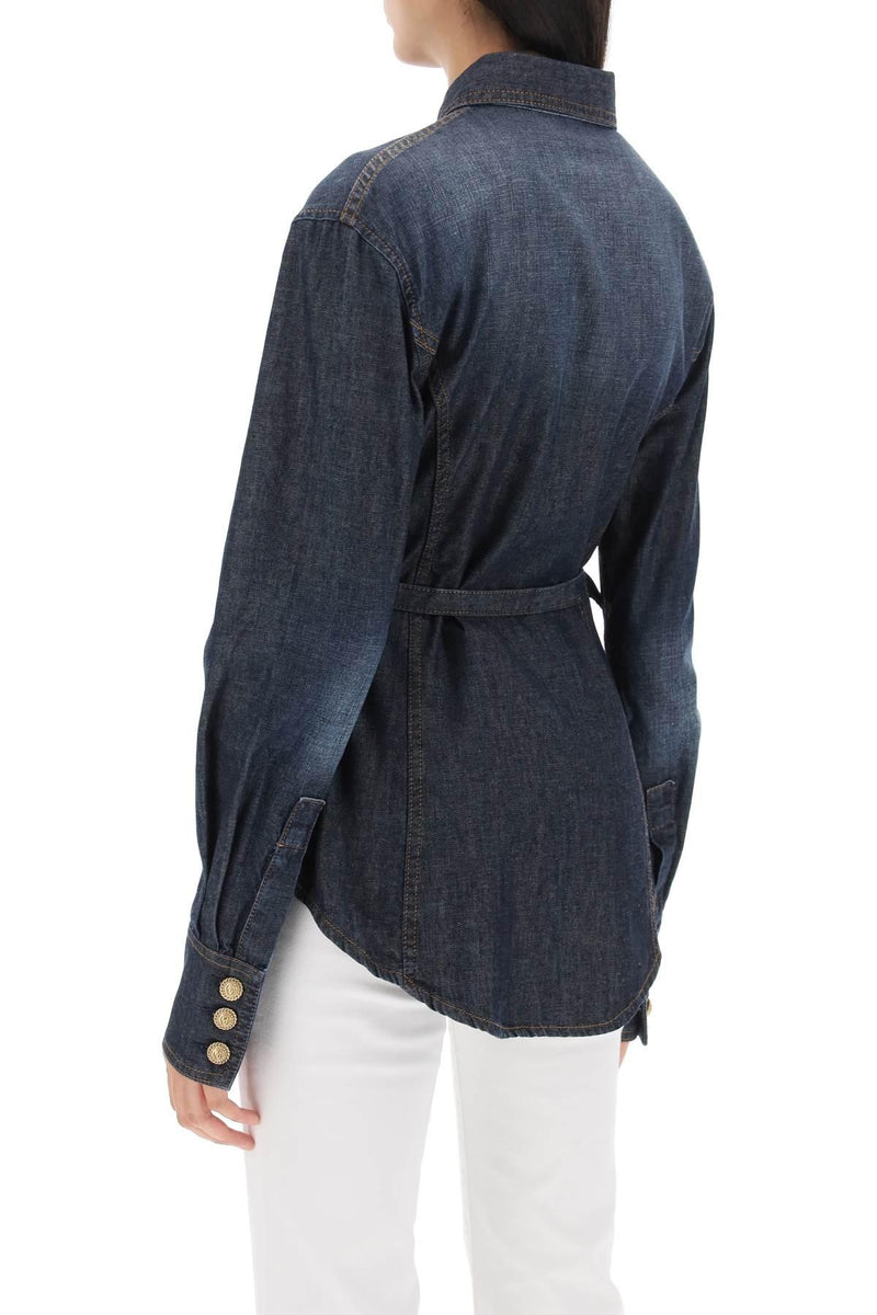 Balmain Belted Denim Shirt - Women - Piano Luigi