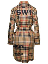 Burberry Beige Vintage Trench Coat With Check-print All-over In Cotton Woman - Women - Piano Luigi