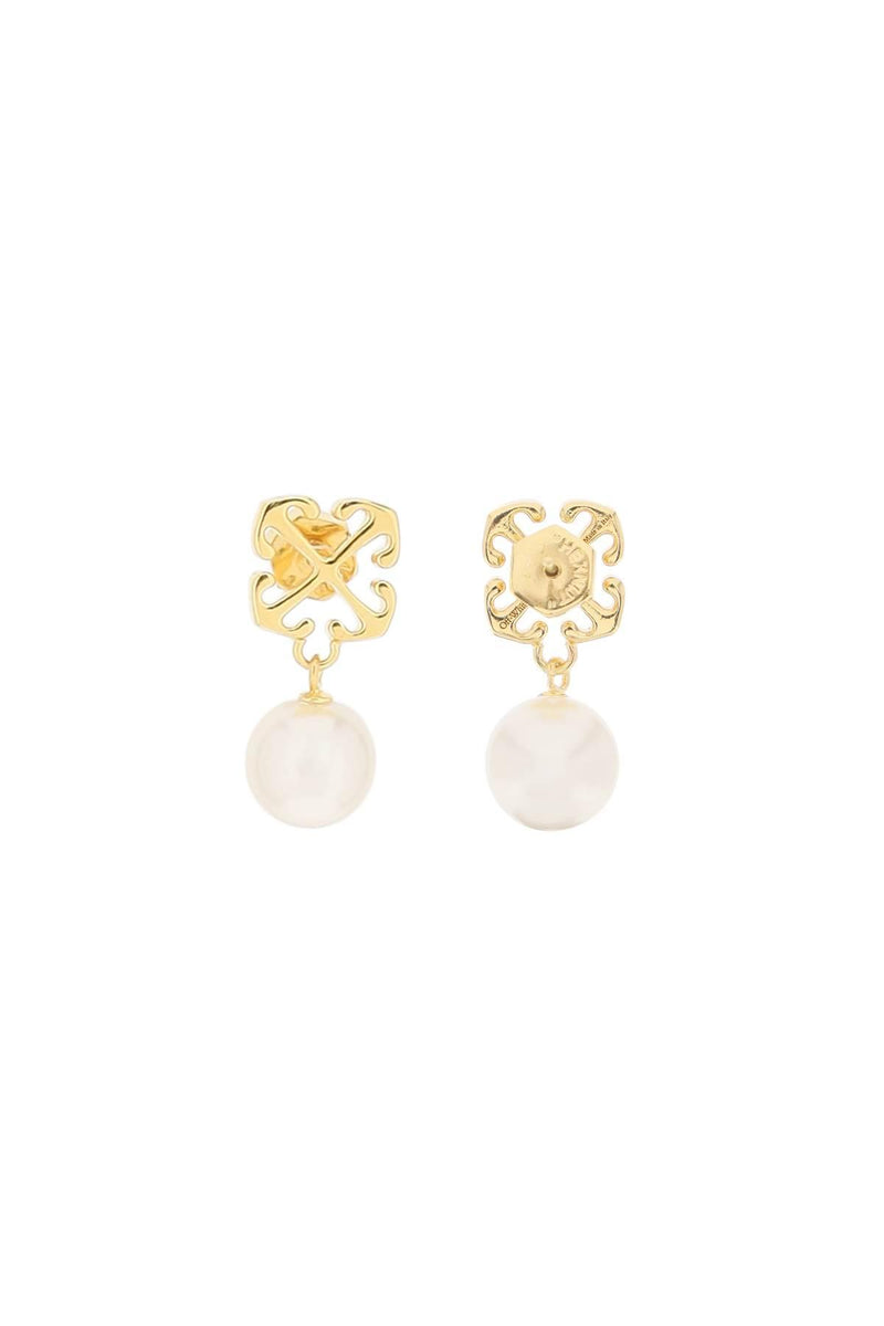 Off-White Pearl Arrow Earrings - Women - Piano Luigi