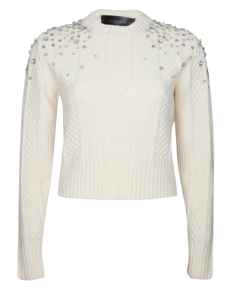 Golden Goose Cropped Wool Sweater With Crystals - Women - Piano Luigi