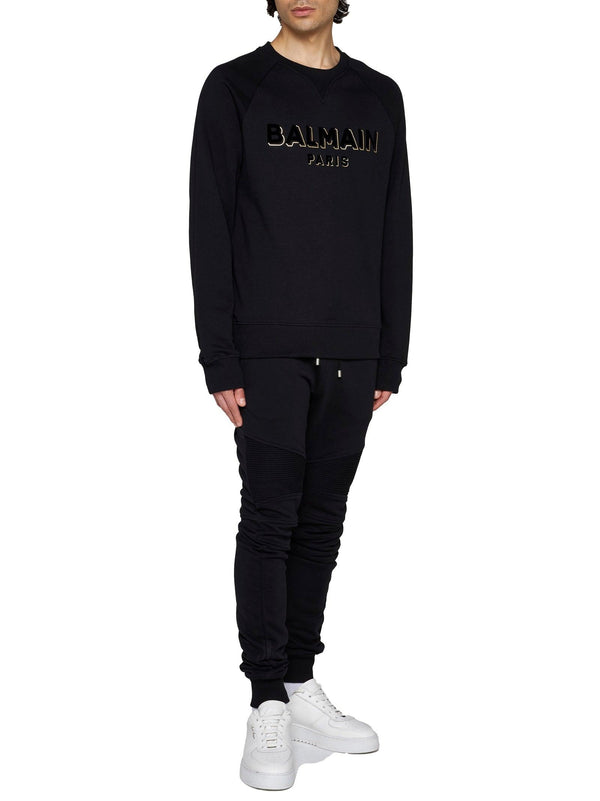 Balmain Flocked And Metallic Logo Sweatshirt - Men - Piano Luigi