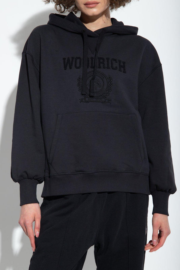 Woolrich Logo Embroidered Drawstring Hoodie - Women - Piano Luigi