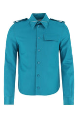 Bottega Veneta Teal Green Stretch Wool Shirt - Men - Piano Luigi