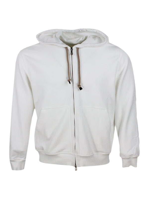 Brunello Cucinelli Hooded Sweatshirt With Drawstring In Soft And Precious Cotton With Zip Closure - Men - Piano Luigi