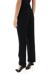 Balmain Cuffed Wool Crepe Trousers - Women - Piano Luigi