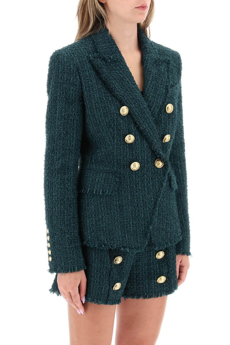 Balmain 6 Buttons Jacket In Green Tweed - Women - Piano Luigi